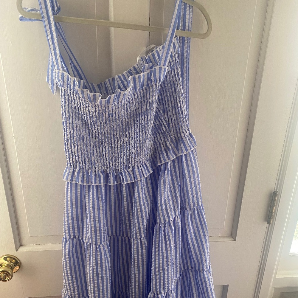 Stripe tie shoulder dress
